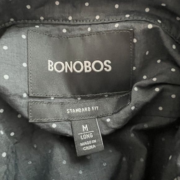 Bonobos Shirt Men Medium Long Gray White Polka Dot Office Career Casual Preppy - Picture 5 of 8